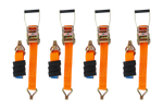 Jeu de quatre sangles de transport 3 points avec tendeur pour remorque UNITRAILER 3 m/50 mm/4 t orange