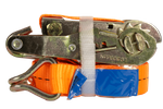 Ensemble de quatre courroies de transport UNITRAILER orange de 5 m/25 mm/1 t avec tendeur