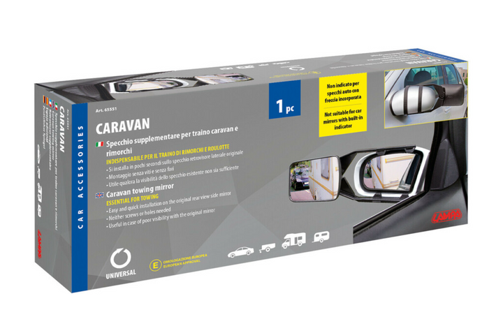 Rétroviseur de remorquage pour caravane, lampe 150×110 mm