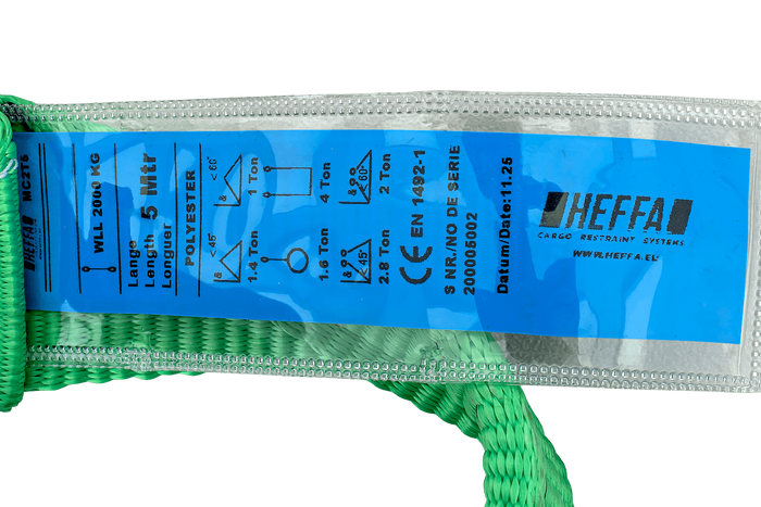 Sangle, élingue de levage HEFFA 5 m/60 mm/2 t avec boucles