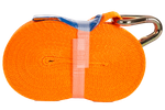 Ensemble de quatre courroies de transport UNITRAIER orange 8 m/25 mm/1 t avec tendeur