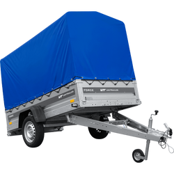 Remorque légère 230x125 UNITRAILER FORCE 230 KIPP avec châssis H-1100 et bâche bleue