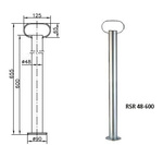 Support fixe avec collier et bride en fonte WINTERHOFF RSR48-600+KLE48-G, 150 kg, 48 mm, 600 mm