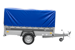 Remorque porte-voitures sur ressorts 230x125 UNITRAILER FORCE 230/R KIPP avec châssis H-800 et bâche bleue