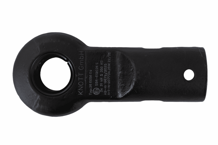 Attelage à œil KNOTT KK7293S pour remorque de 3500 kg avec timon tubulaire de 45 mm, nouveau modèle
