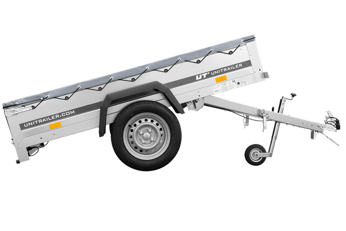 Remorque à un essieu 200x106 UNITRAILER GARDEN 200 KIPP avec châssis H-0 et bâche grise