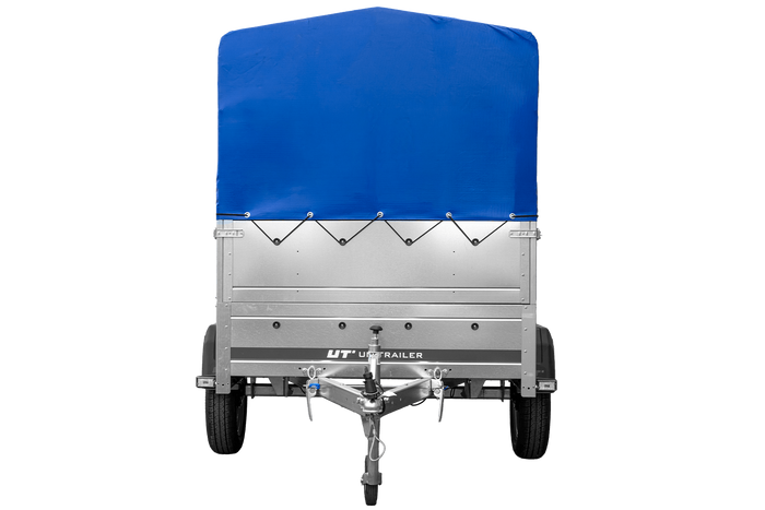 Remorque mono-essieu 200x125 UNITRAILER GARDEN 201 KIPP avec ridelles BIS, châssis H-800 et bâche bleue