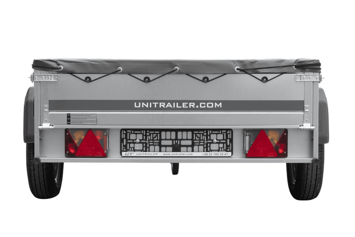 Remorque de voiture 200x125 UNITRAILER GARDEN 201 KIPP avec châssis H-0 et bâche grise