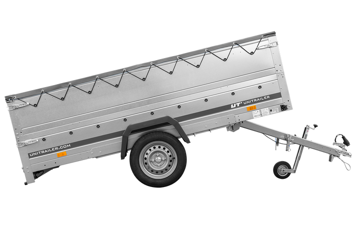 Remorque à un essieu sur ressorts 264x125 UNITRAILER GARDEN 264/R KIPP avec côtés, ridelles BIS, châssis H-0 et bâche grise
