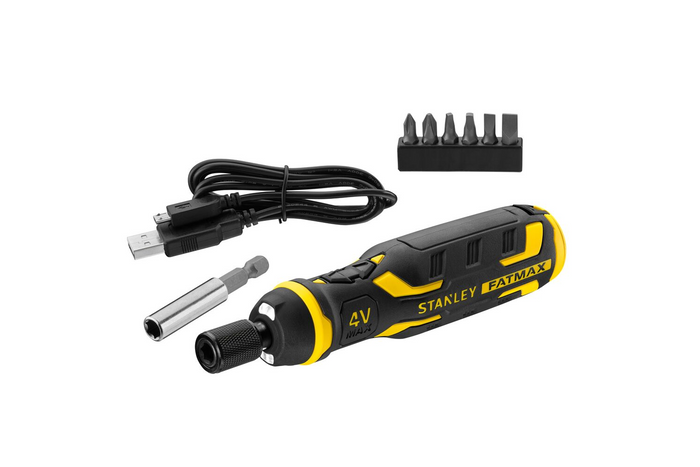 Tournevis sans fil, assisté STANLEY 4 V avec chargeur et embouts 