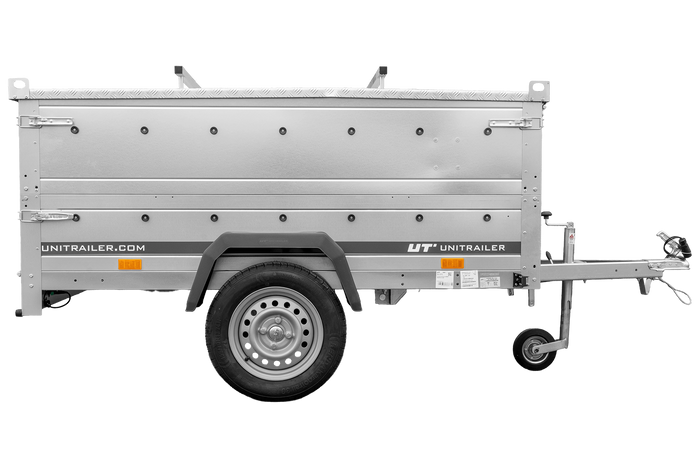 Remorque légère 200x125 UNITRAILER GARDEN 201 KIPP avec ridelles supplémentaires et bâche en aluminium