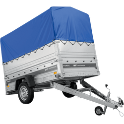 Remorque porte-voitures 230x125 UNITRAILER FORCE 230 KIPP avec ridelles BIS, châssis H-800 et bâche bleue