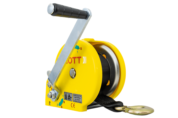 Treuil 450 kg à sangle KNOTT boîtier jaune