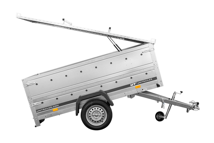 Remorque à un essieu 230x125 UNITRAILER GARDEN 230 KIPP avec côtés BIS et bâche en aluminium