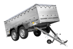 GARDEN TRAILER 264/2 KIPP remorque à deux essieux avec roue jockey, châssis H-0, ridelles BIS et bâche plate grise