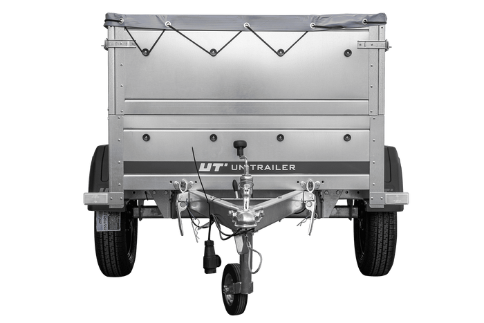 Remorque porte-voitures 150x106 UNITRAILER GARDEN 150 KIPP avec ridelles BIS, châssis H-0 et bâche grise