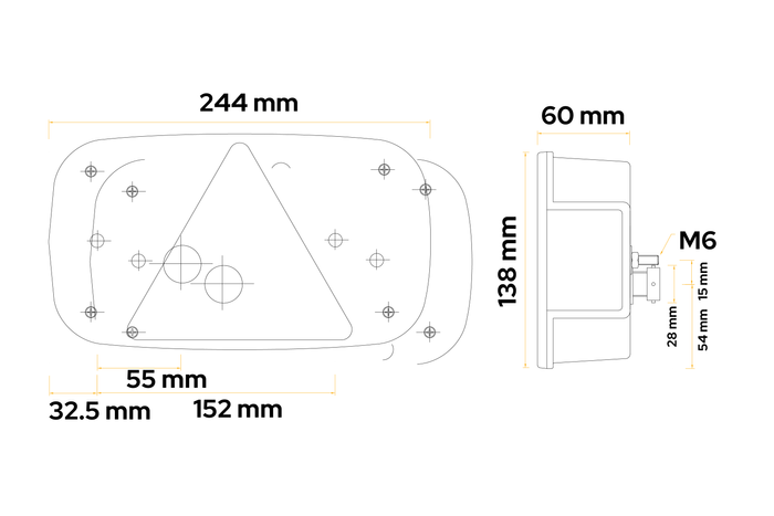 Feu arrière, baïonnette ASPÖCK Multipoint III, 5 broches, 6 fonctions; droit