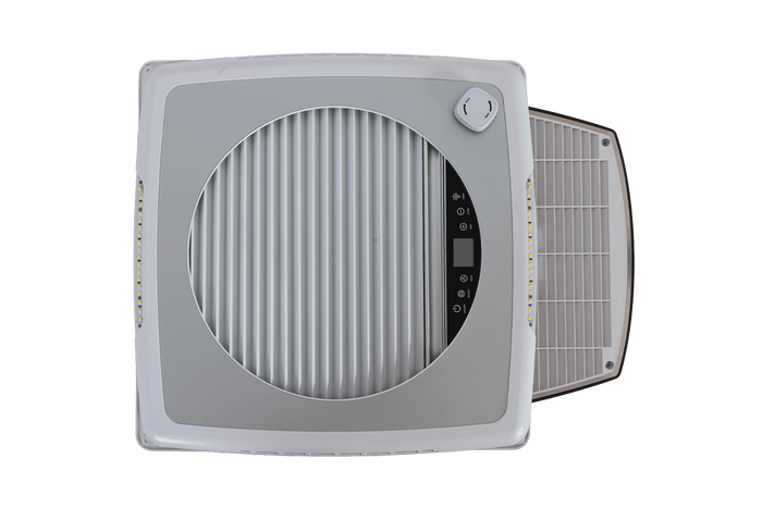 Ventilateur de toit automatique PUNDMANN PLUS FAN pour camping-car avec éclairage et store enrouleur 400×400 mm