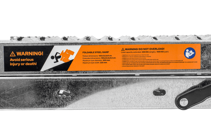 Rampe pliable UNITRAILER ALR004B en acier pour remorque, 190 cm, 200 kg