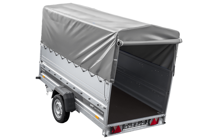 Remorque porte-voitures 264x125 UNITRAILER FORCE 264 KIPP avec ridelles BIS, châssis H-800 et bâche grise