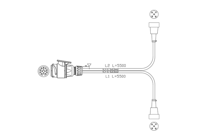 Faisceau électrique MANTES pour remorque de bateau, 5,5 m, prise 13 broches, 2 baïonnettes 5 broches