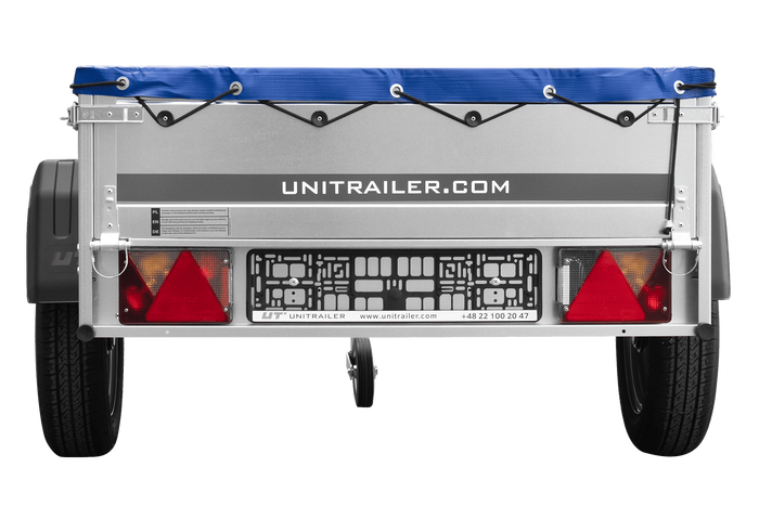 Remorque Garden Trailer 200 Kipp avec roue jockey et bâche plate bleue