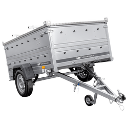 Remorque à un essieu sur ressorts 230x125 UNITRAILER GARDEN 230/R KIPP avec ridelles supplémentaires et capot en aluminium