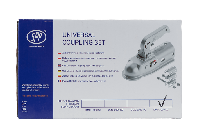 Attelage à boule STEELPRESS BC-3000.1D-00-00+Z2 pour remorque de 3 000 kg avec timon tubulaire de 35 à 50 mm