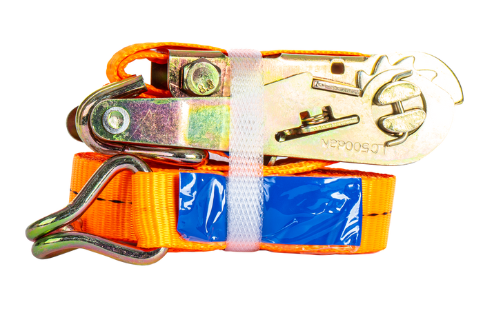 Ensemble de quatre courroies de transport UNITRAILER orange 2 m/50 mm/5 t avec tendeur