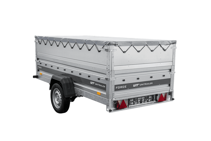 Remorque à un essieu sur ressorts 264x125 UNITRAILER FORCE 264/R KIPP avec côtés BIS, châssis H-0 et bâche grise
