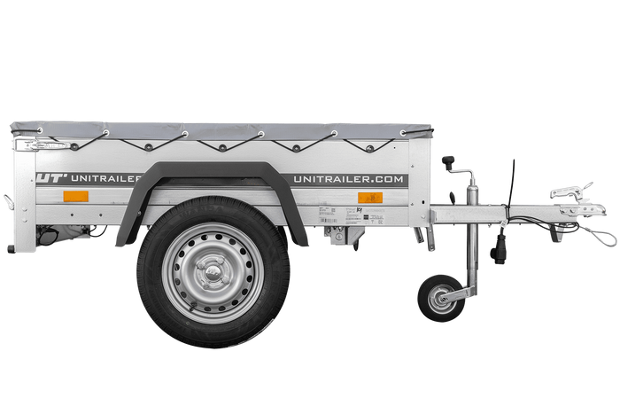 Remorque à un essieu 150x106 UNITRAILER GARDEN 150 KIPP avec châssis H-0 et bâche grise