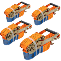 Ensemble de quatre courroies de transport UNITRAILER orange 4 m/50 mm/5 t avec tendeur
