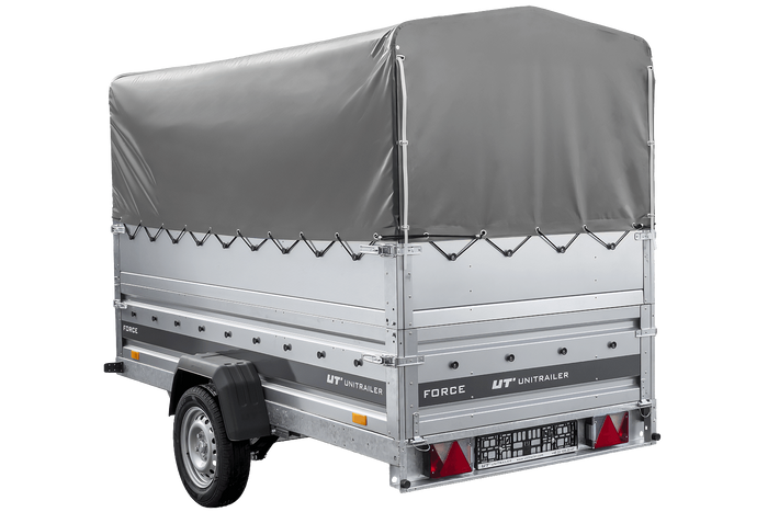 Remorque porte-voitures 264x125 UNITRAILER FORCE 264 KIPP avec ridelles BIS, châssis H-800 et bâche grise