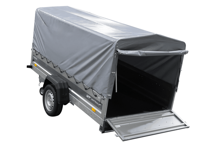 Remorque à un essieu sur ressorts 264x125 UNITRAILER FORCE 264/R KIPP avec châssis H-800 et bâche grise