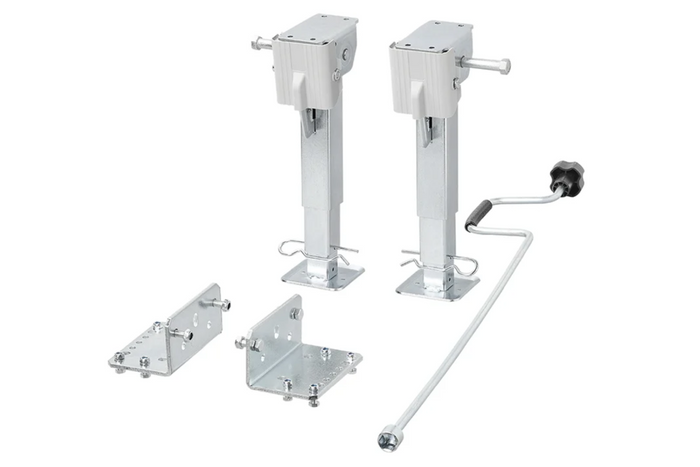 Ensemble de deux supports, béquilles extensibles avec manivelle et fixation ProPlus 361500 pour remorque plateau 1000 kg, 290-460 mm