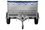Remorque voiture 200x125 UNITRAILER GARDEN 201 KIPP avec ridelles supplémentaires et bâche bleue