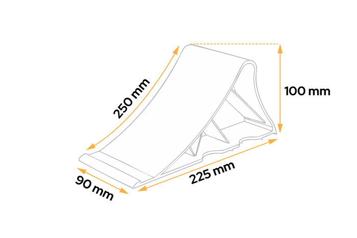 Cale de roue UNITRAILER h : 100 mm