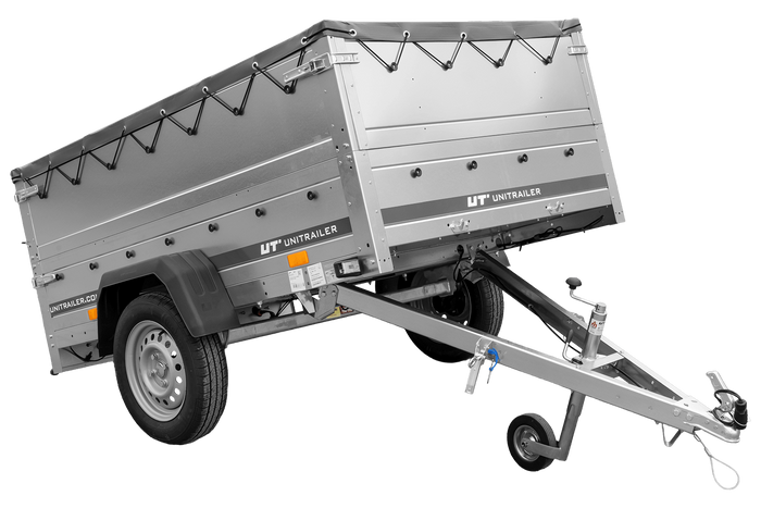 Remorque légère 200x125 UNITRAILER GARDEN 201 KIPP avec ridelles supplémentaires, châssis H-0 et bâche grise