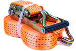Ensemble de quatre courroies de transport UNITRAILER 10 m/50 mm/5 t orange avec tendeur