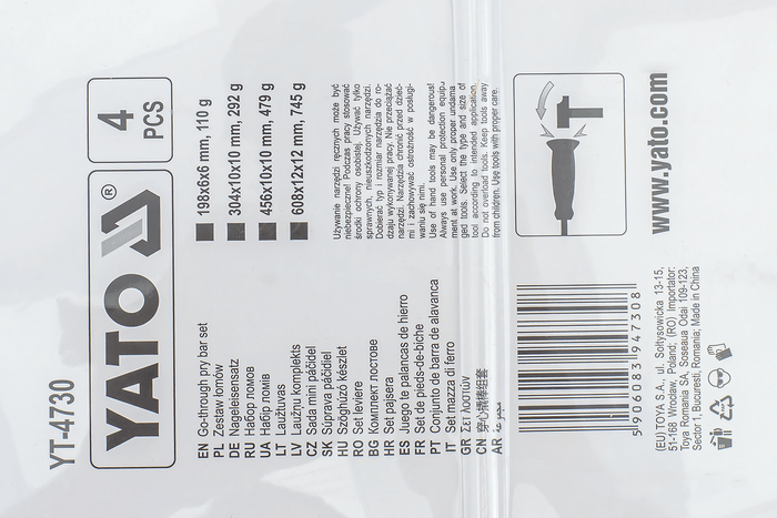 Pieds-de-biche YATO YT-4730 avec poignée, ensemble de 4.