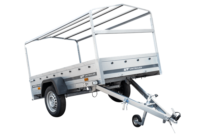 Remorque à un essieu 230x125 UNITRAILER GARDEN 230 KIPP avec châssis H-800 et bâche grise