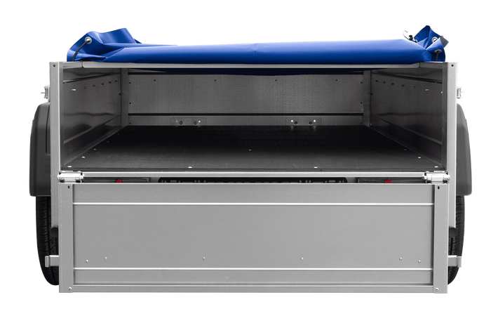 Remorque légère 200x106 UNITRAILER GARDEN 200 KIPP avec châssis H-0 et bâche bleue