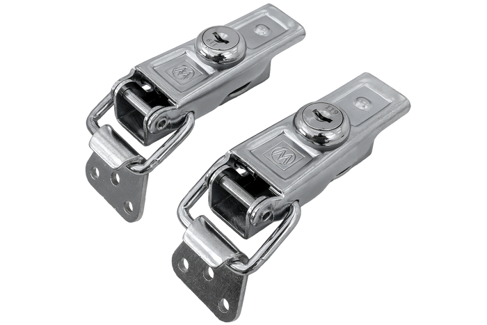 Jeu de crochets, charnières latéraux avec fixations WINTERHOFF BVS 60-1 + BVSG 60-A, serrure latérale de remorque complète avec clé