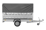 Remorque porte-voitures 264x125 UNITRAILER FORCE 264 KIPP avec côtés en filet, châssis H-800 et bâche grise