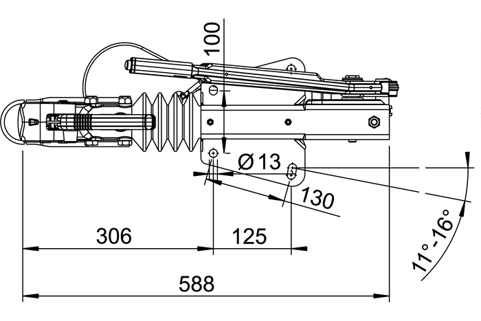 Dispositif de dépassement AL-KO 90S/3 avec attelage AK161 pour remorque de 1000 kg avec timon en V