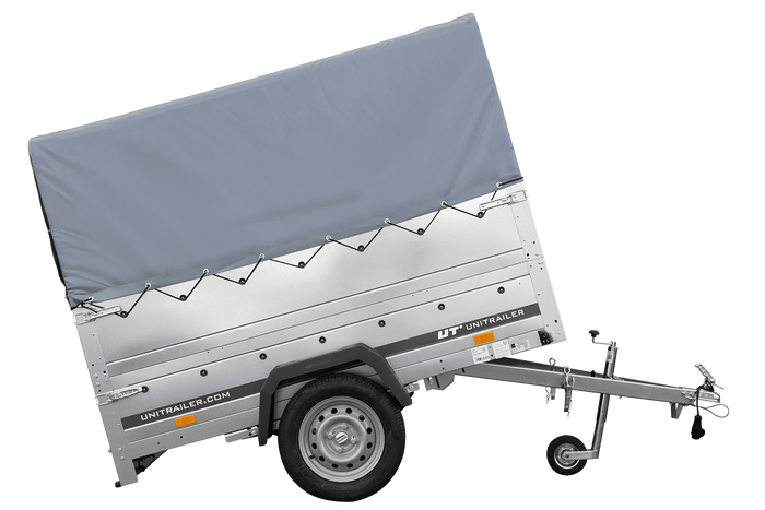 Remorque légère sur ressorts 200x125 UNITRAILER GARDEN 201/R KIPP avec côtés BIS, châssis H-800 et bâche grise