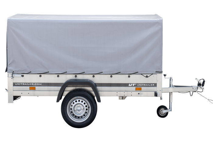 Remorque à un essieu 230x125 UNITRAILER GARDEN 230 KIPP avec châssis H-800 et bâche grise