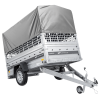 Remorque à un essieu 230x125 UNITRAILER FORCE 230 KIPP avec ridelles grillagées, châssis H-800 et bâche grise