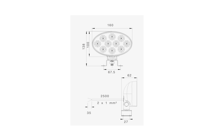 Feu de recul oval universel à LED ASPÖCK 38-8200-007
