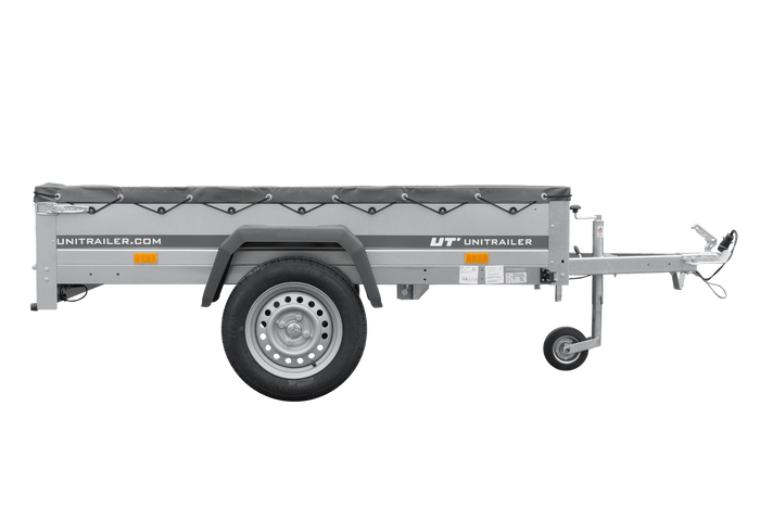 Remorque de voiture 200x125 UNITRAILER GARDEN 201 KIPP avec châssis H-0 et bâche grise